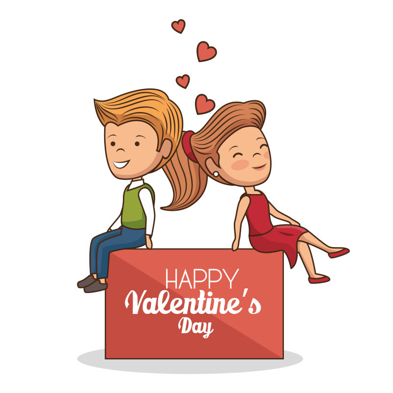 坐在一起的情侣矢量