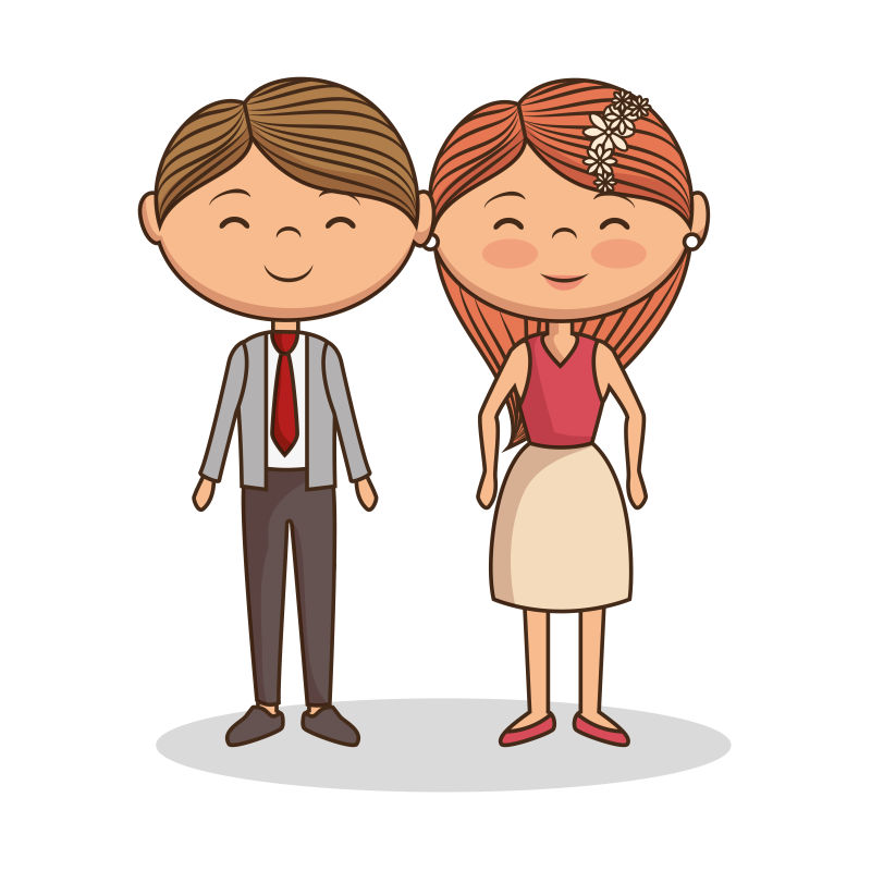 站在一起的年轻情侣矢量