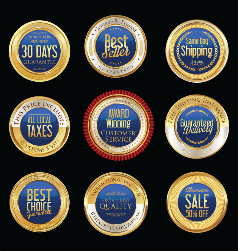 矢量金色豪华产品徽章设计