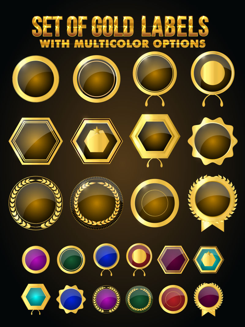 创意矢量复古金边的徽章设计