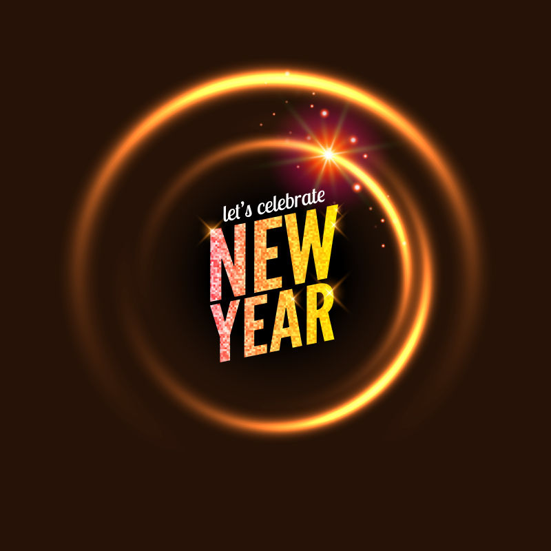 创意矢量光晕元素的新年背景