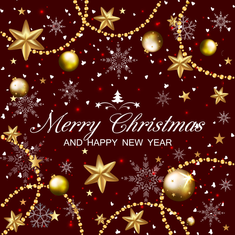 有金色星星的贺卡矢量圣诞节背景