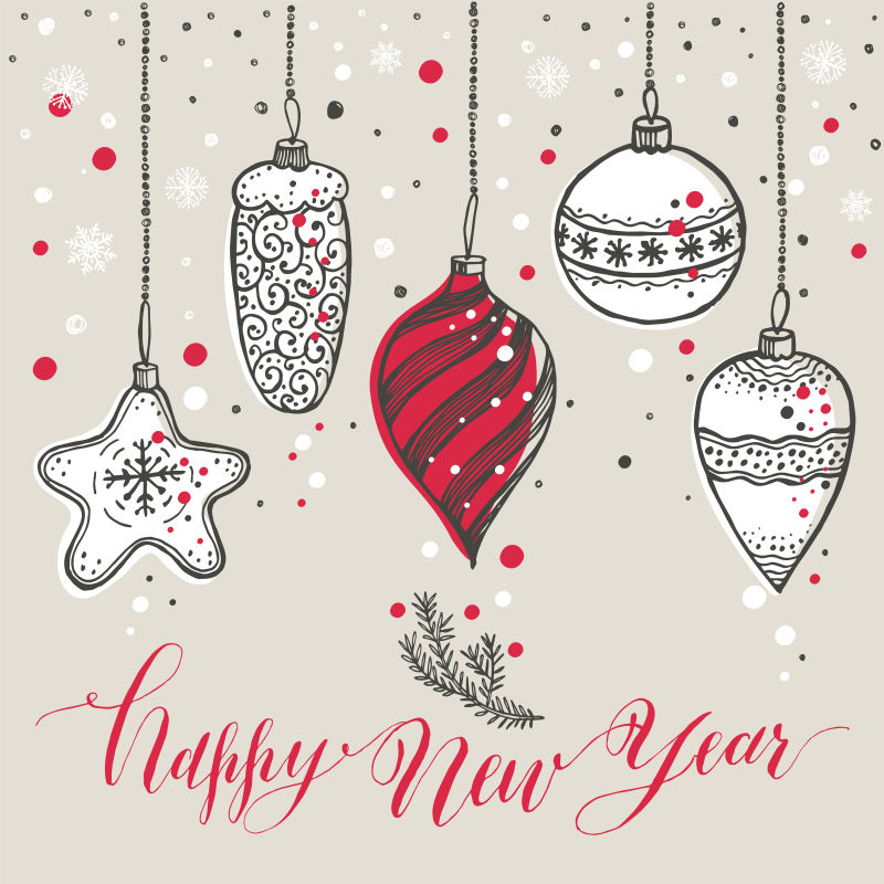 新年玩具手绘矢量标识