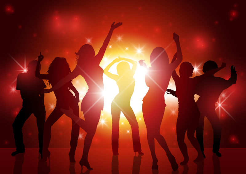 创意矢量派对人群剪影的海报设计