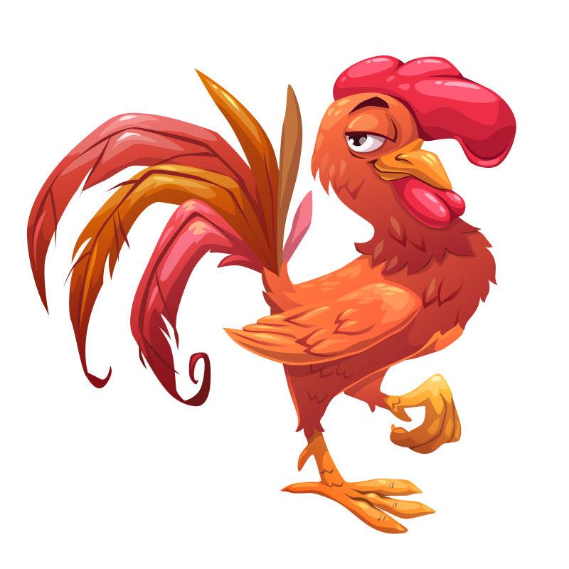 矢量滑稽卡通红鸡