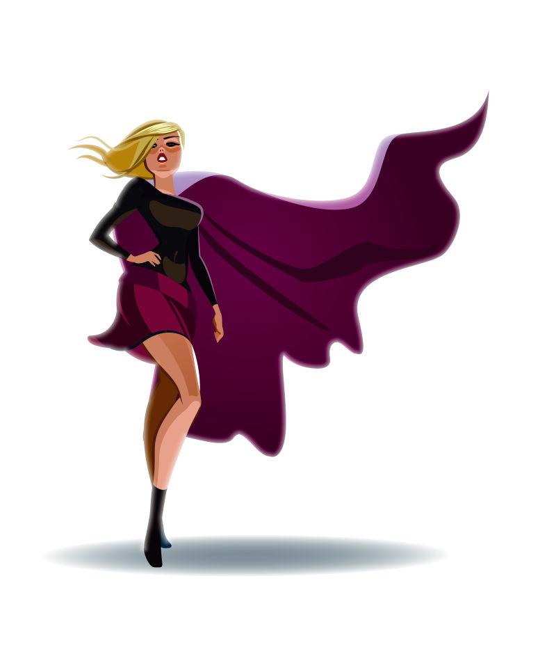矢量卡通漂亮的超女英雄