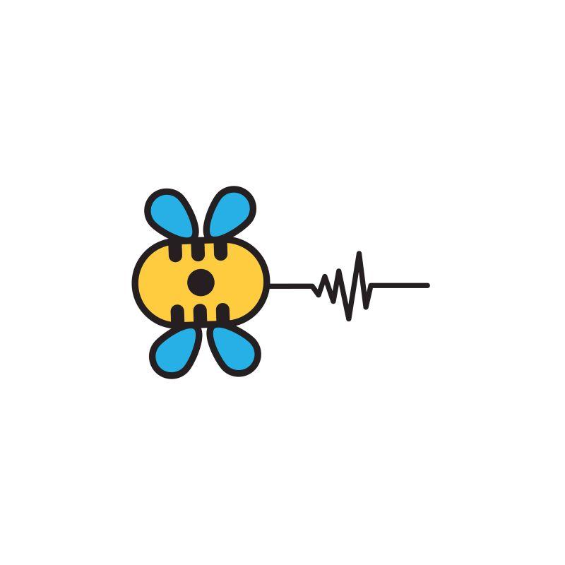 音乐蜜蜂标志设计元素矢量