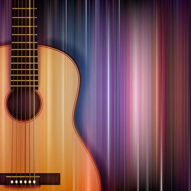 矢量设计蓝调音乐背景中的吉他
