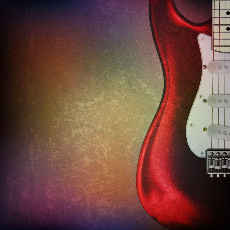 矢量设计红色复古电子吉他背景