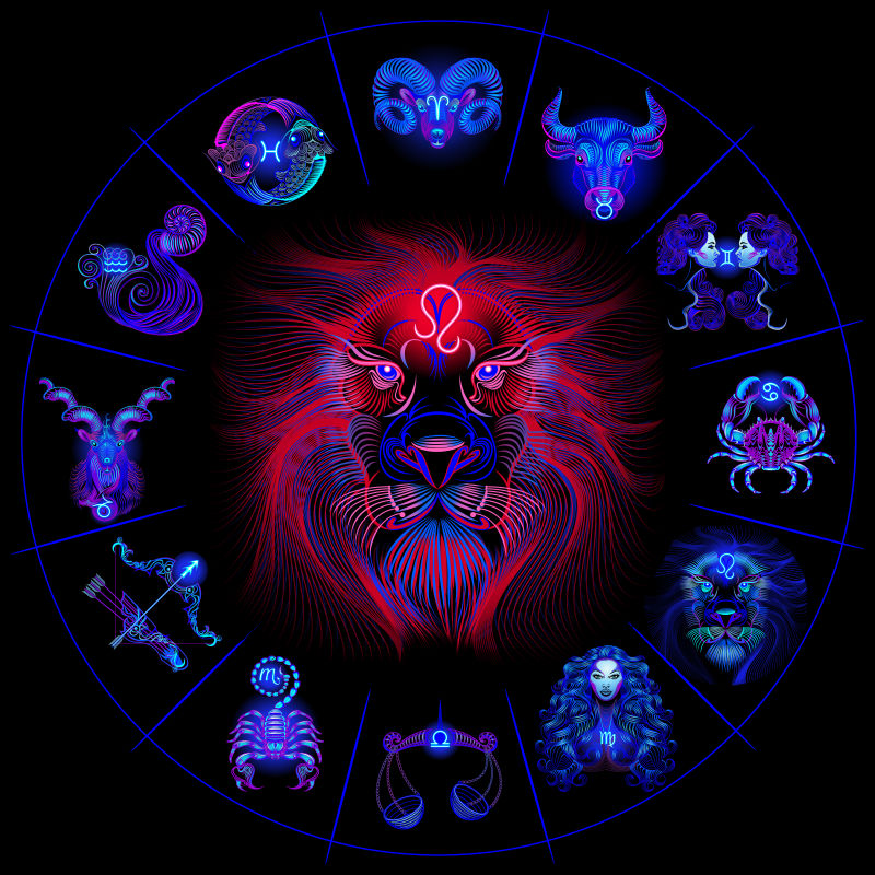 霓虹狮子座图案矢量设计