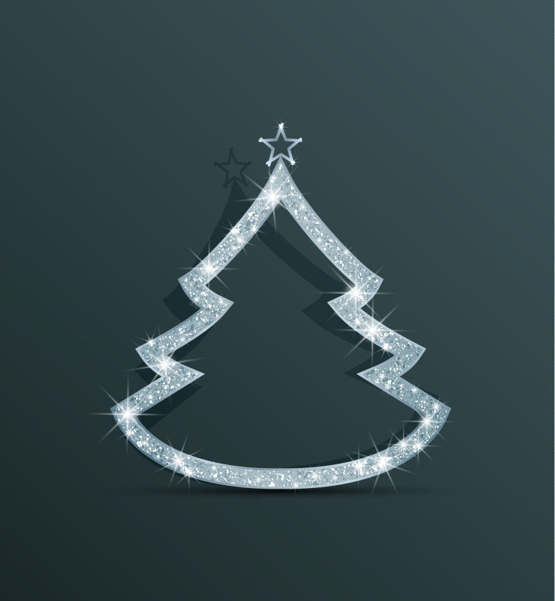 亮闪闪的圣诞树轮廓矢量圣诞元素背景
