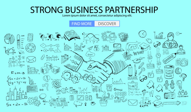 矢量强大的商业合作理念