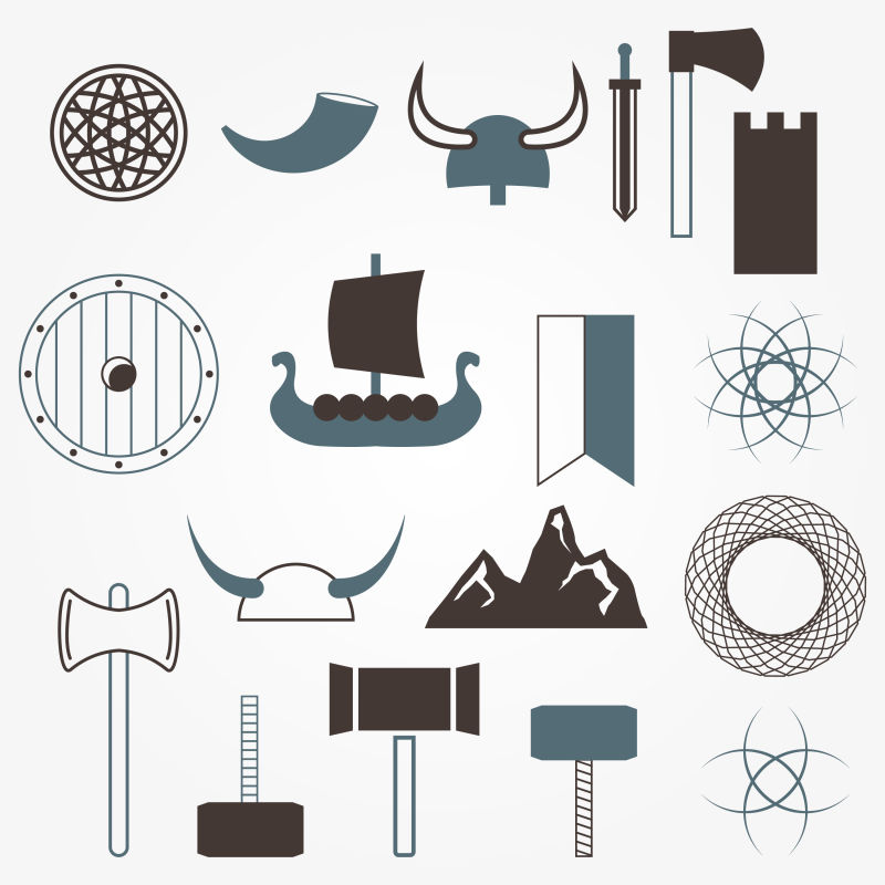 维京人徽章矢量设计标志