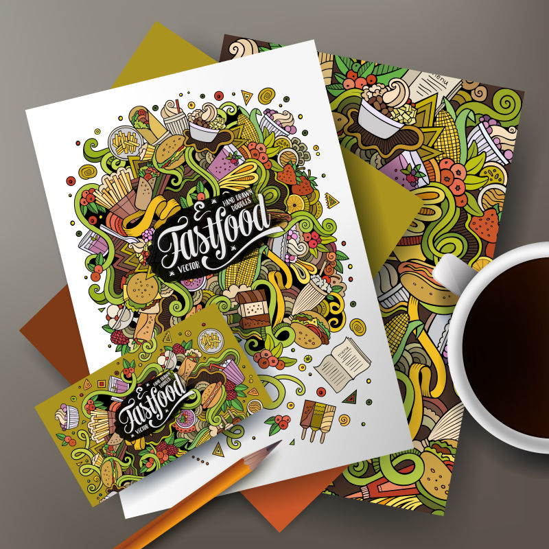 矢量快餐食品公司标识集