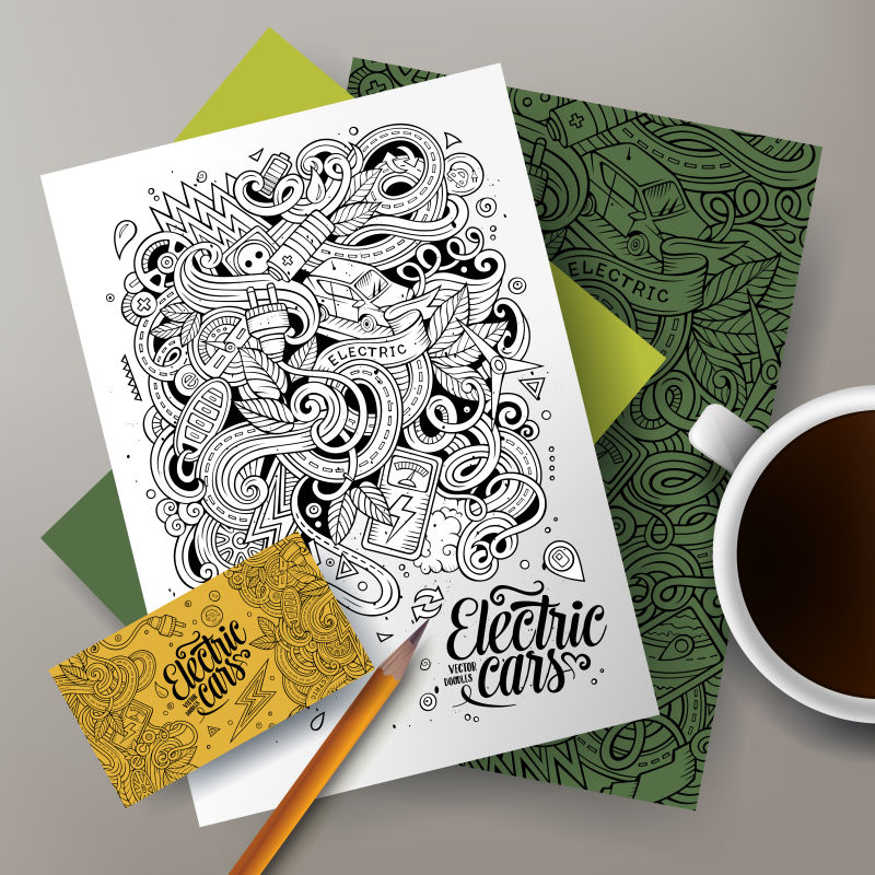 矢量涂鸦生态车企业标识集