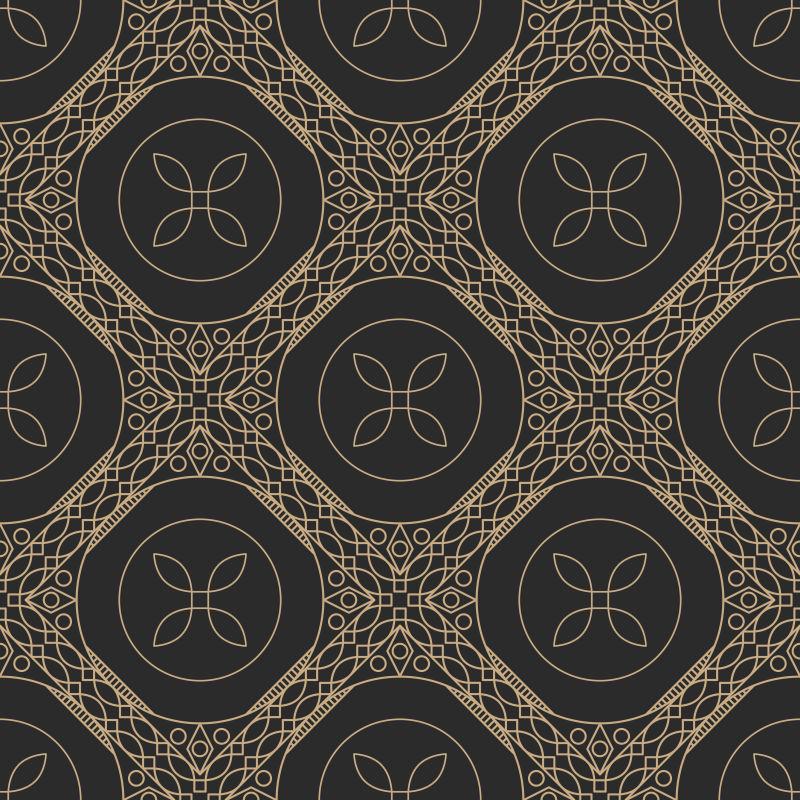 无缝纹理与古典几何装饰图案矢量