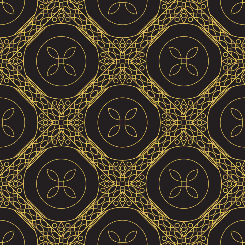 无缝纹理与古典几何花纹装饰矢量