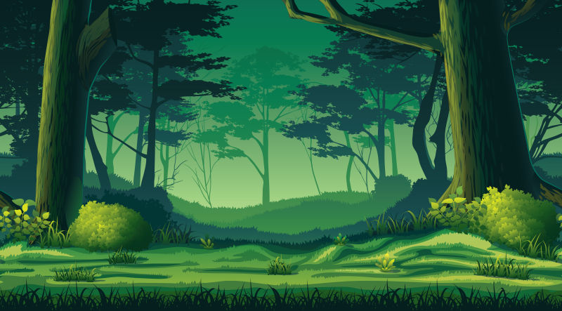 绿色森林插图矢量设计
