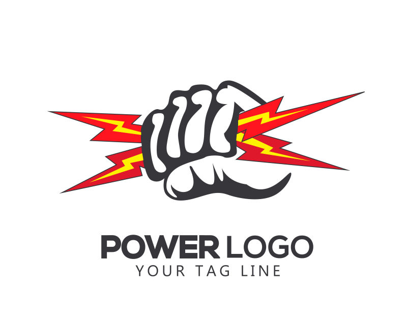 手拿闪电矢量电源标识