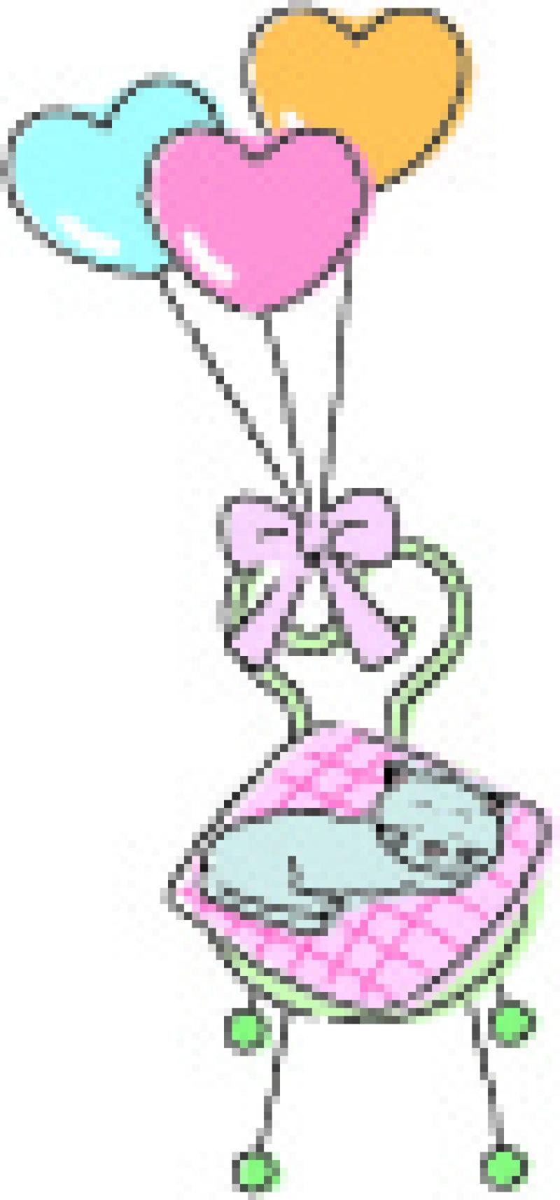 趴在绑着彩色气球的椅子上的猫咪插图矢量