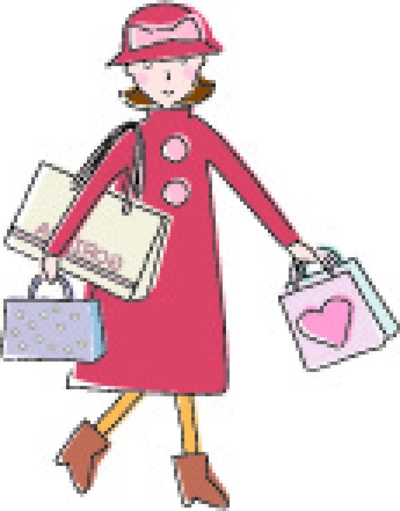 拎着包的穿着粉色裙子的女性的生活矢量
