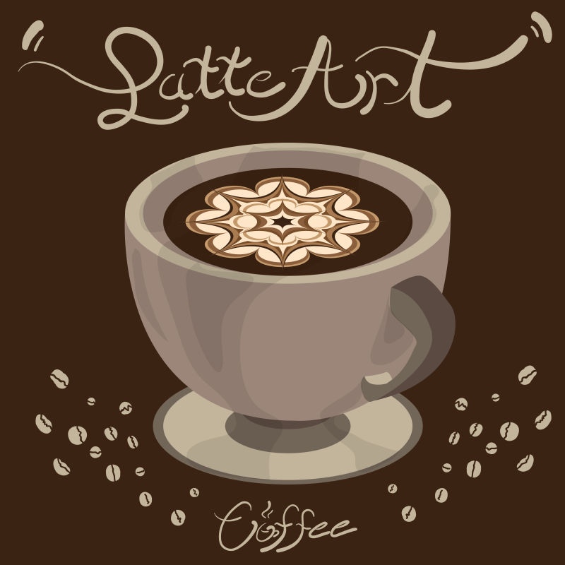 矢量咖啡拿铁平面设计物件