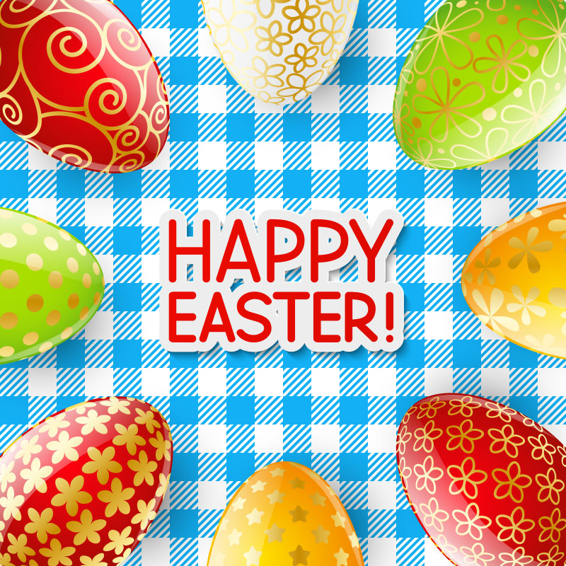 复活节彩蛋矢量插图