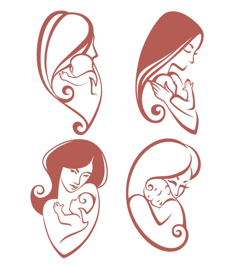 矢量母亲和她的孩子