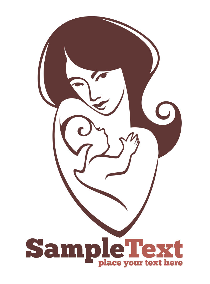 矢量母亲和婴儿的矢量象征