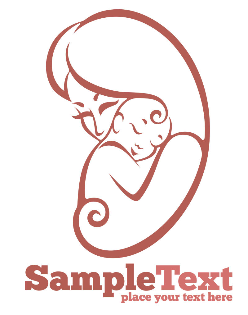 矢量趴在妈妈怀里熟睡的婴儿