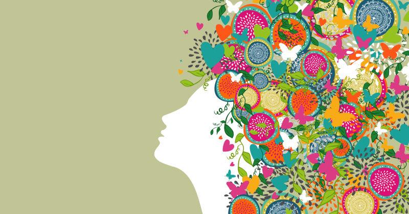 矢量女性抽象发型设计横幅