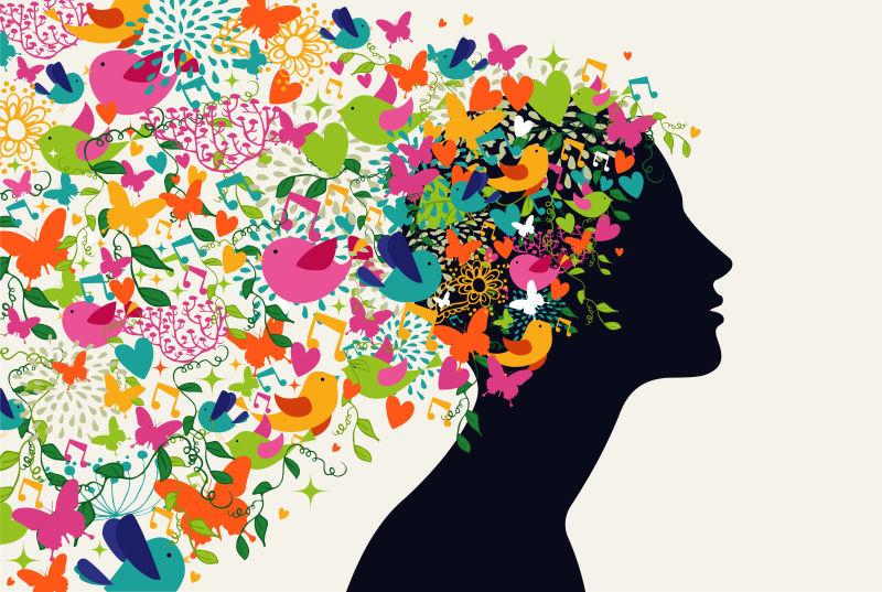 矢量美女发季概念