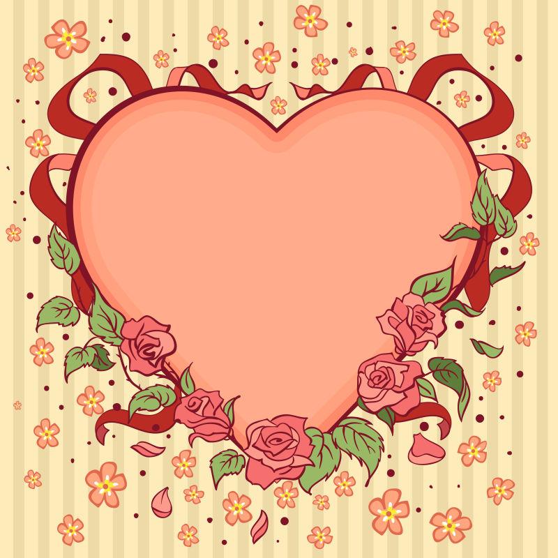 心脏情人节复古背景矢量