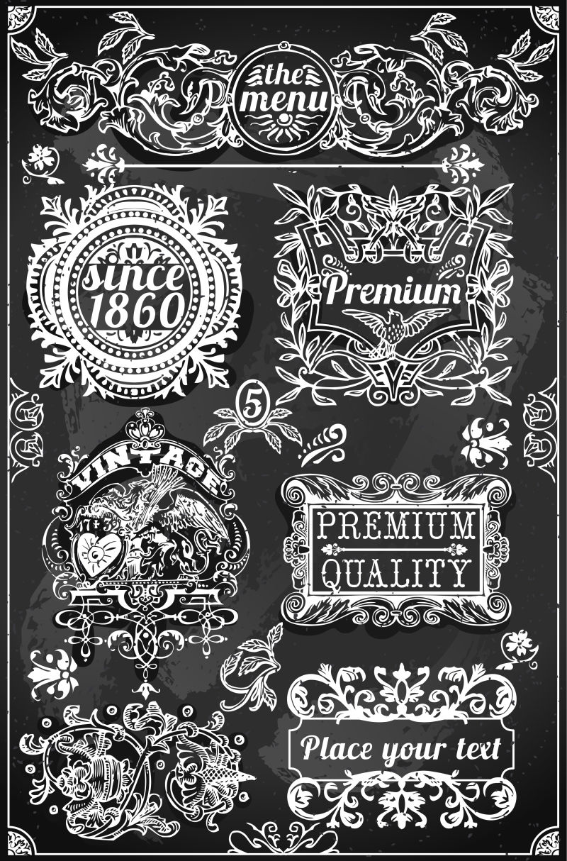 黑板上复古手绘矢量横幅