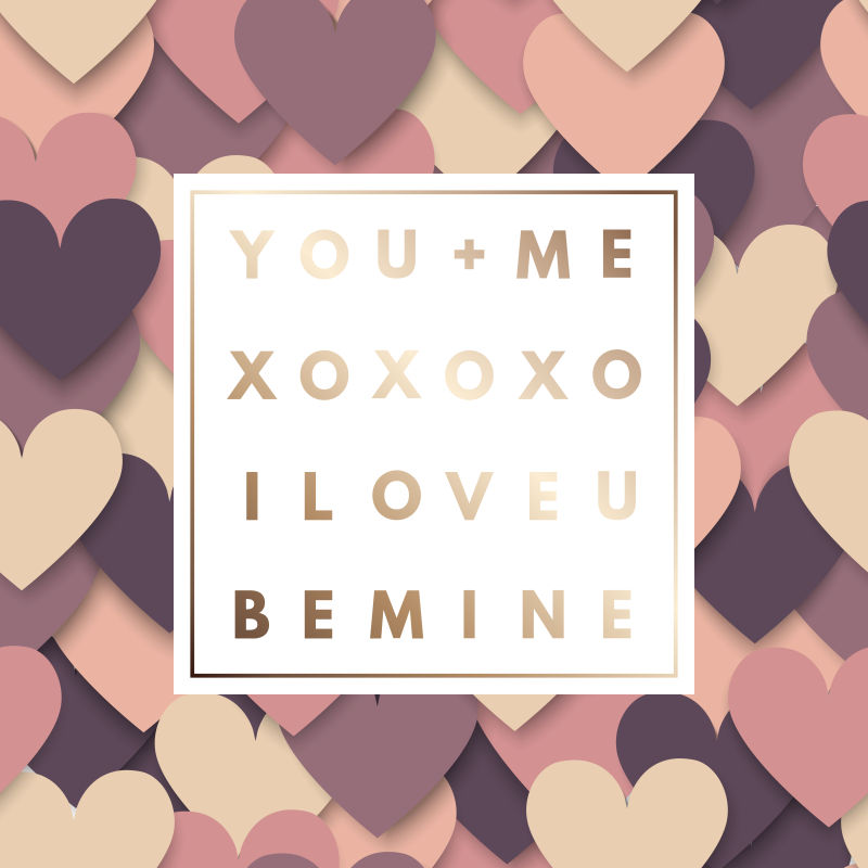 创意矢量现代时尚爱心元素的平面卡片设计