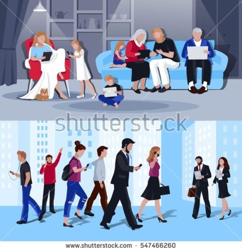 家庭与工作概念平面设计矢量插图