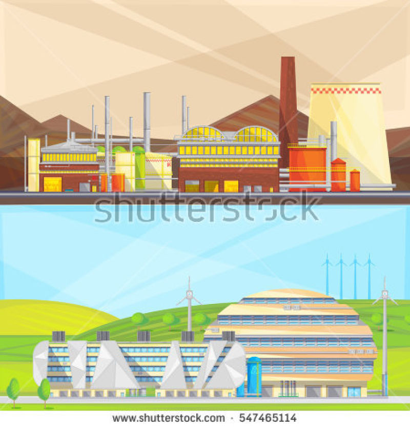 生态清洁产业平面横幅矢量插图