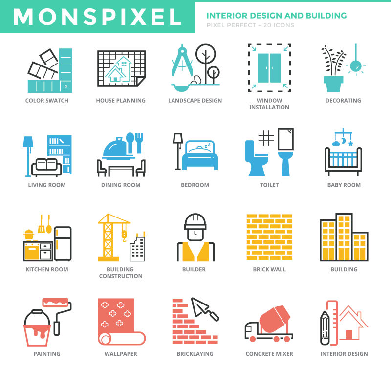 矢量室内设计与建筑图标