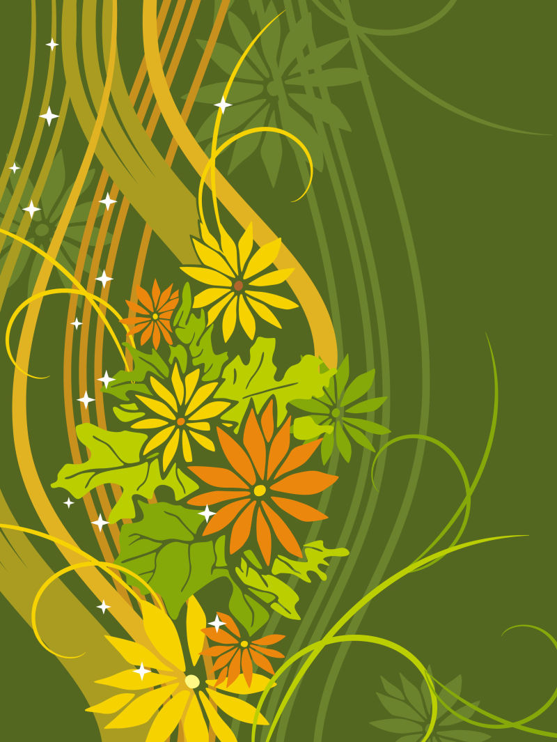 矢量抽象植物鲜花背景