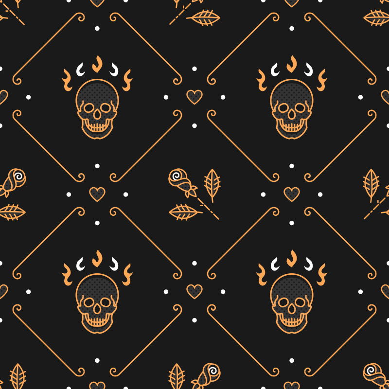 矢量头骨玫瑰花背景