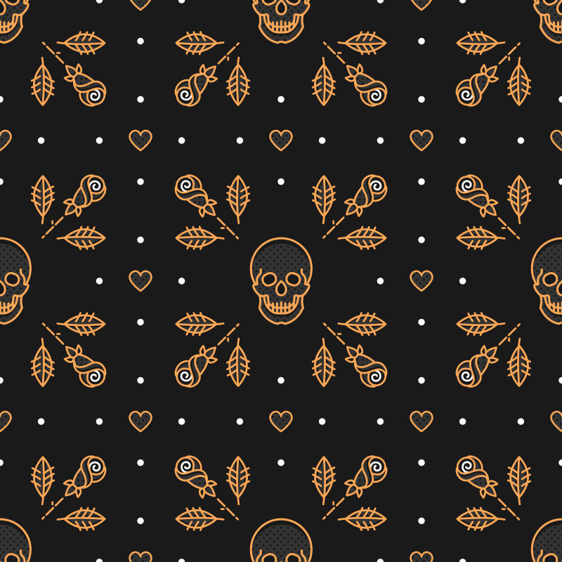 矢量优雅的金玫瑰头骨花纹背景