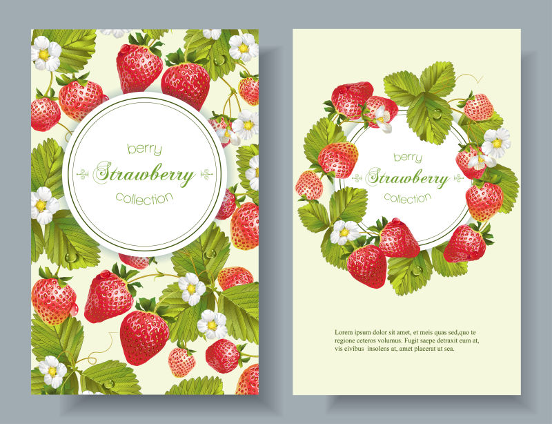 创意 矢量卡通草莓装饰的卡片设计
