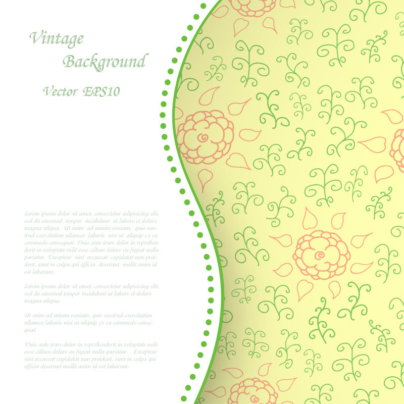 花朵和文本的矢量复古背景