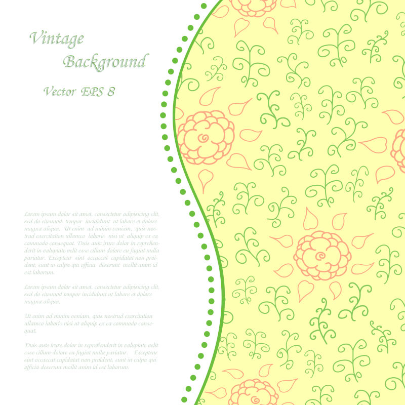 花朵和文字的矢量复古背景