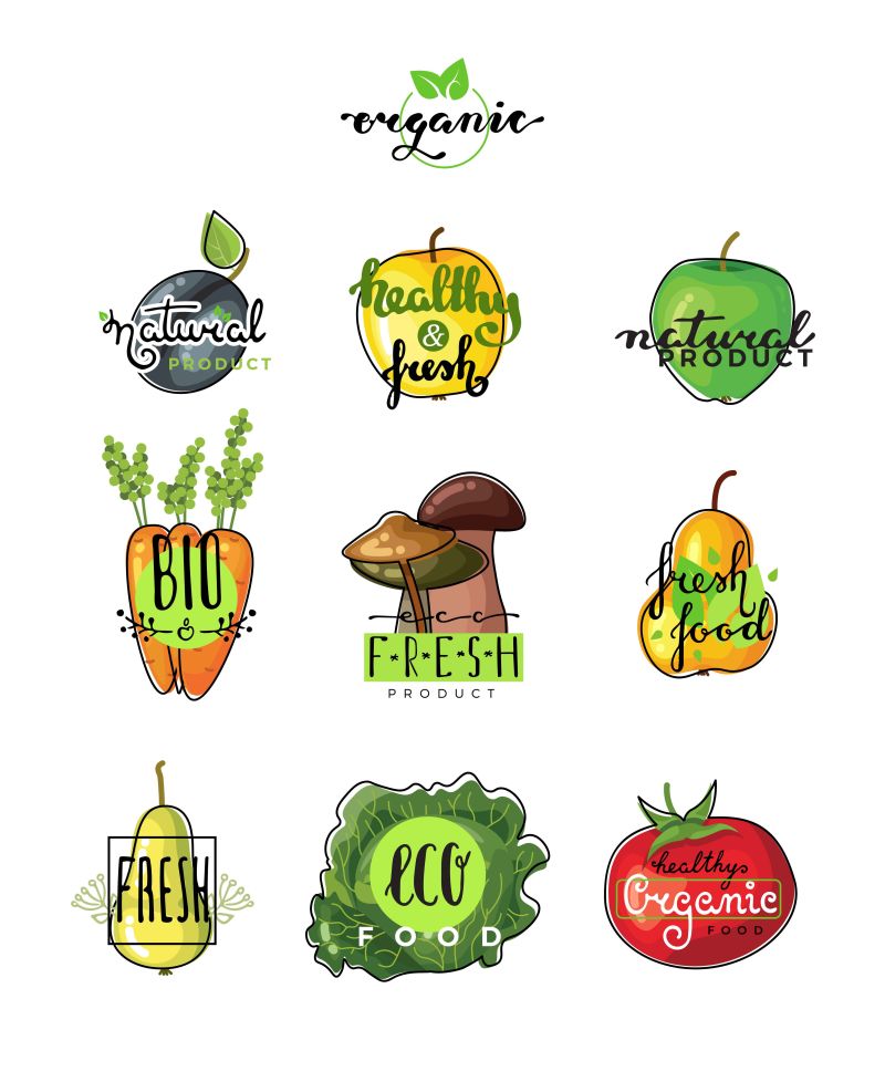 矢量素食生态生鲜食品标识