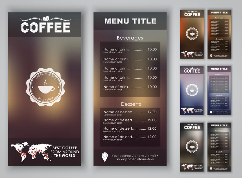 矢量的现代咖啡菜单设计