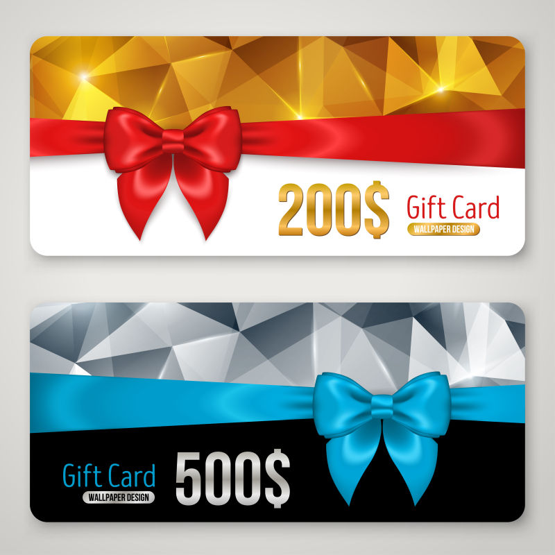 带有红色和蓝色的丝带的优惠券样板矢量