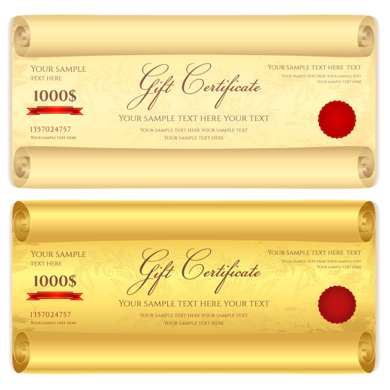 矢量金色礼品卷设计
