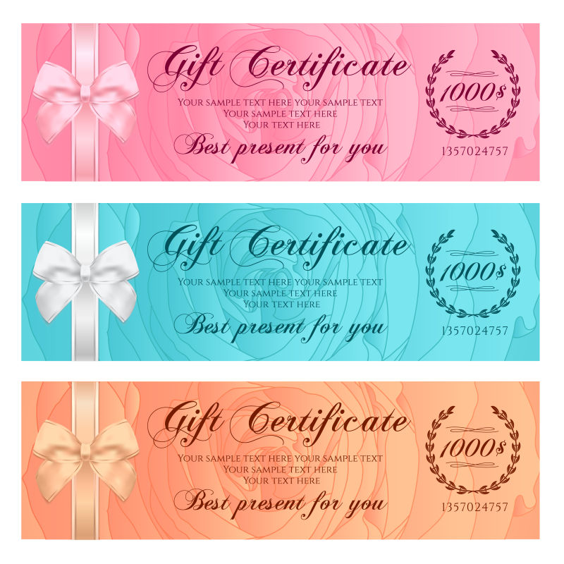 矢量玫瑰礼品卷设计