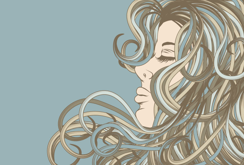 矢量细密卷发美女